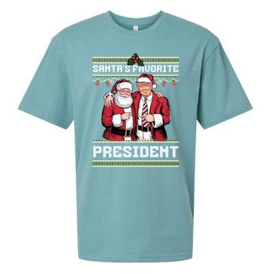 Ugly Christmas SantaS Favorite President Gift Sueded Cloud Jersey T-Shirt