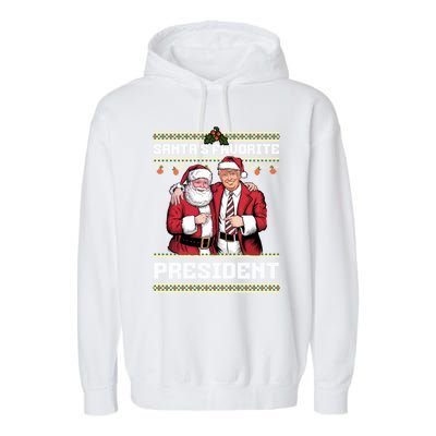 Ugly Christmas SantaS Favorite President Gift Garment-Dyed Fleece Hoodie