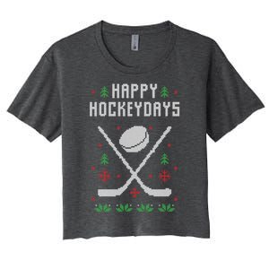 Ugly Christmas Sweater Ugly Sweater Ice Hockey Meaningful Gift Women's Crop Top Tee