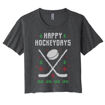 Ugly Christmas Sweater Ugly Sweater Ice Hockey Meaningful Gift Women's Crop Top Tee