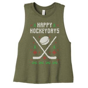 Ugly Christmas Sweater Ugly Sweater Ice Hockey Meaningful Gift Women's Racerback Cropped Tank