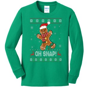 Ugly Christmas Sweater Gingerbread Man Cookie Baking Oh Snap Gift Kids Long Sleeve Shirt