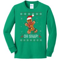 Ugly Christmas Sweater Gingerbread Man Cookie Baking Oh Snap Gift Kids Long Sleeve Shirt