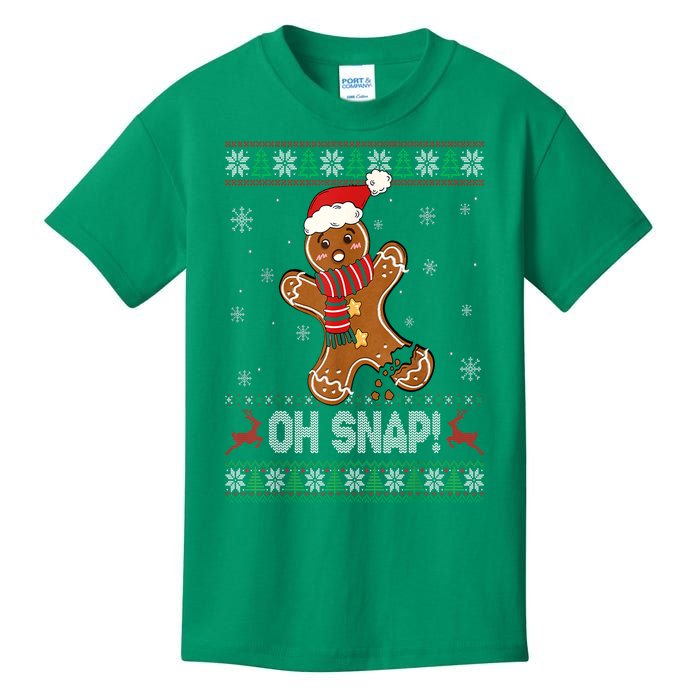 Ugly Christmas Sweater Gingerbread Man Cookie Baking Oh Snap Gift Kids T-Shirt