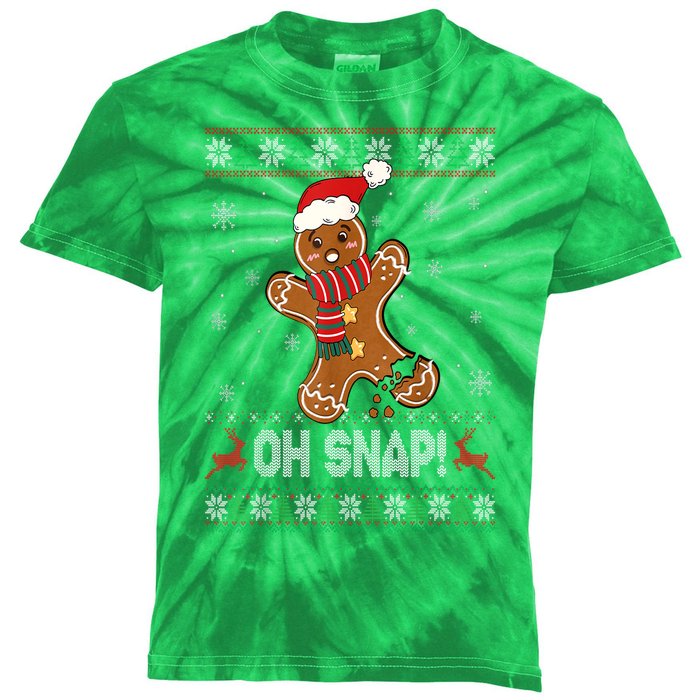 Ugly Christmas Sweater Gingerbread Man Cookie Baking Oh Snap Gift Kids Tie-Dye T-Shirt