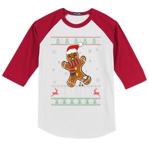 Ugly Christmas Sweater Gingerbread Man Cookie Baking Oh Snap Gift Kids Colorblock Raglan Jersey