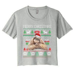 Ugly Christmas Sloth Santa Funny Merry Slothmas Gift Lover Meaningful Gift Women's Crop Top Tee