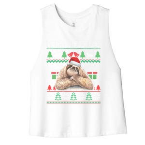 Ugly Christmas Sloth Santa Funny Merry Slothmas Gift Lover Meaningful Gift Women's Racerback Cropped Tank