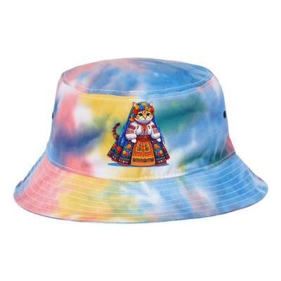 Ukrainian Cat Supportive Design Tie Dye Newport Bucket Hat