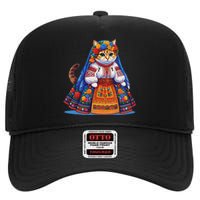 Ukrainian Cat Supportive Design High Crown Mesh Back Trucker Hat