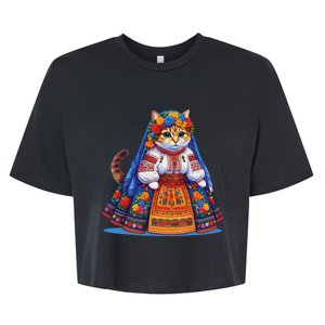 Ukrainian Cat Supportive Design Bella+Canvas Jersey Crop Tee