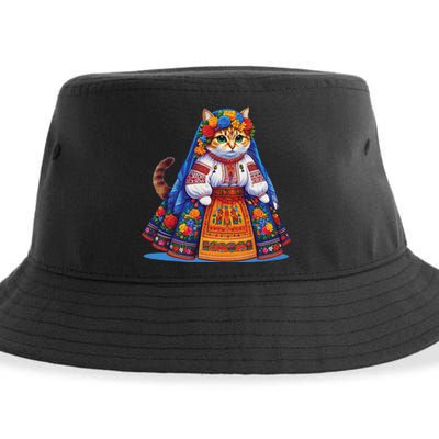 Ukrainian Cat Supportive Design Sustainable Bucket Hat