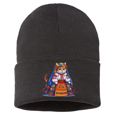 Ukrainian Cat Supportive Design Sustainable Knit Beanie