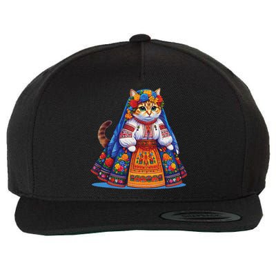 Ukrainian Cat Supportive Design Wool Snapback Cap