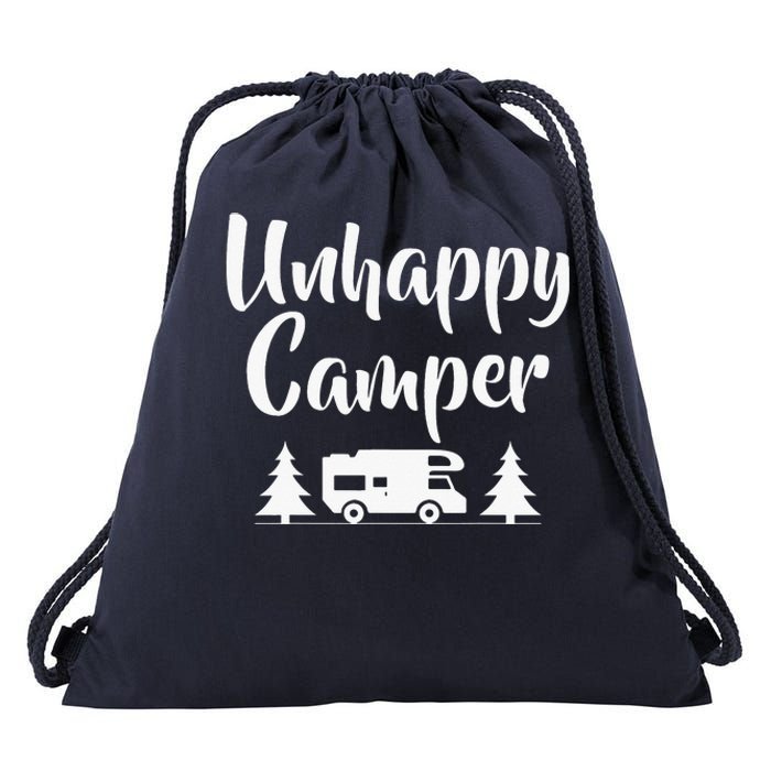 Unhappy Camper Statement Pun Camp Funny Drawstring Bag