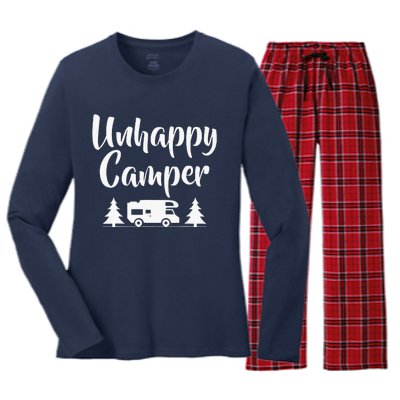 Unhappy Camper Statement Pun Camp Funny Women's Long Sleeve Flannel Pajama Set 