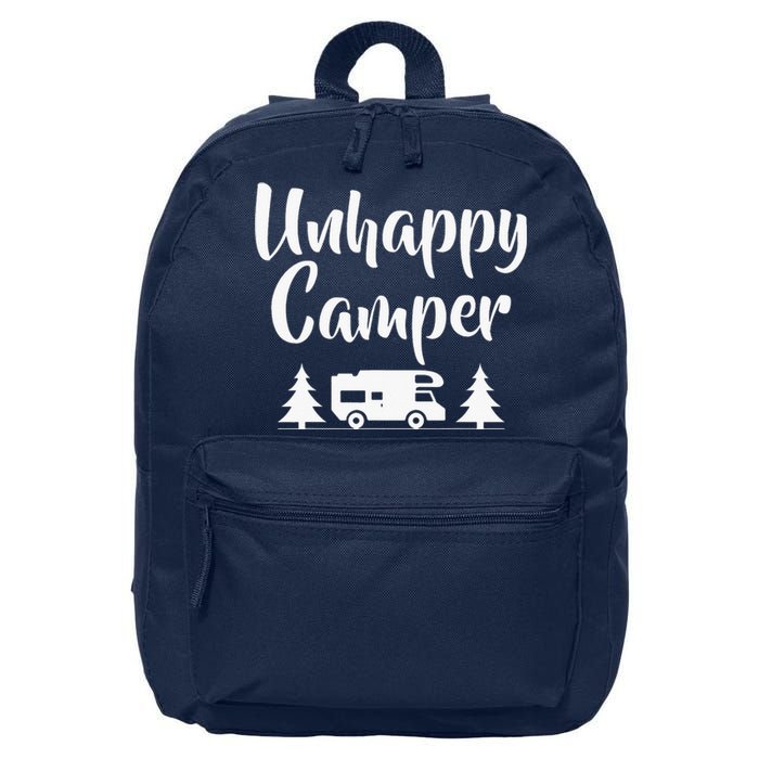 Unhappy Camper Statement Pun Camp Funny 16 in Basic Backpack