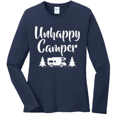 Unhappy Camper Statement Pun Camp Funny Ladies Long Sleeve Shirt