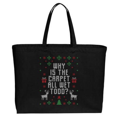 Ugly Christmas Sweater Why is the Carpet Wet Todd Cotton Canvas Jumbo Tote