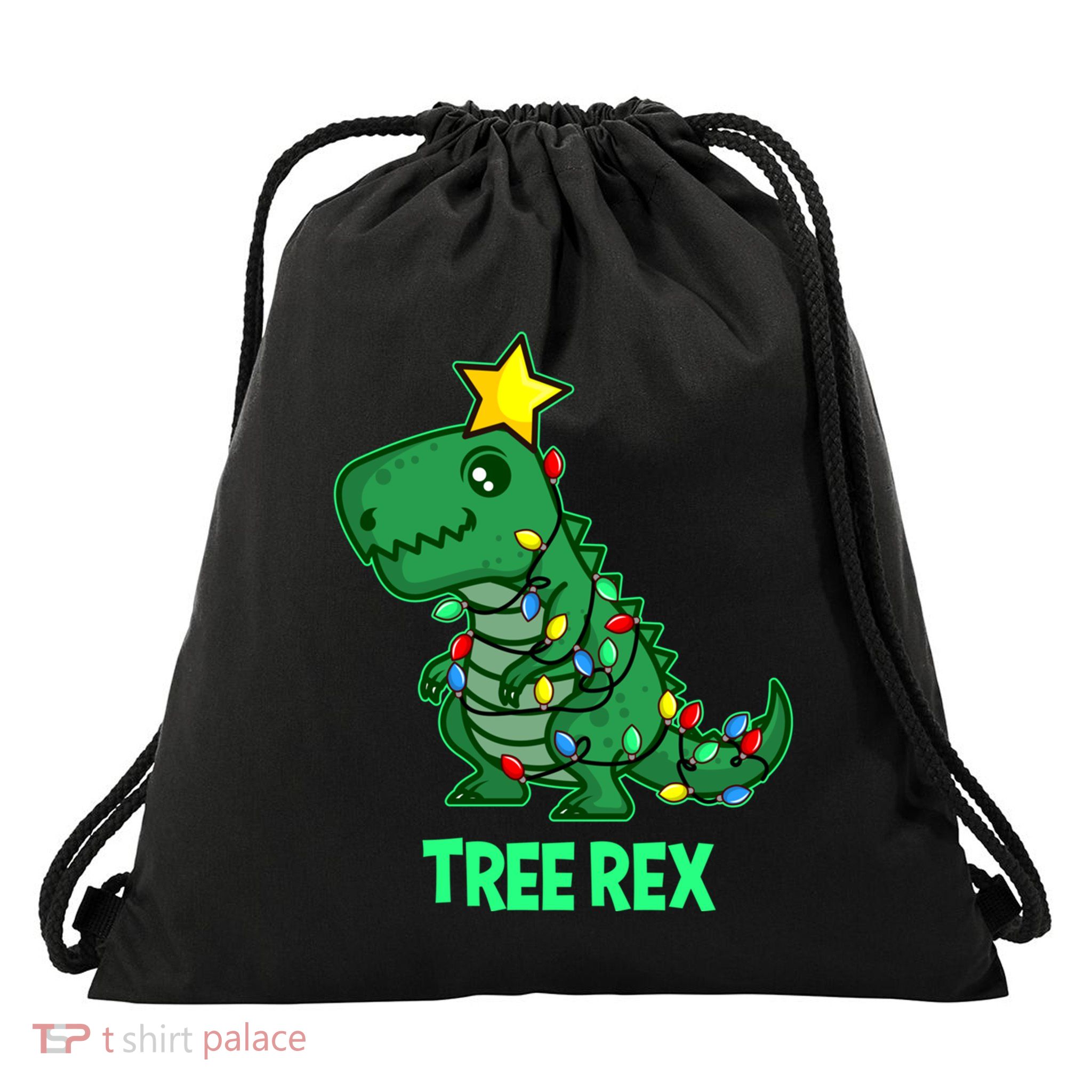 Ugly Christmas Sweater T Rex Christmas Tree Rex Gift Drawstring Bag