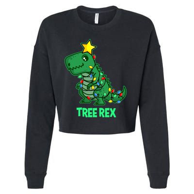 Ugly Christmas Sweater T Rex Christmas Tree Rex Gift Cropped Pullover Crew