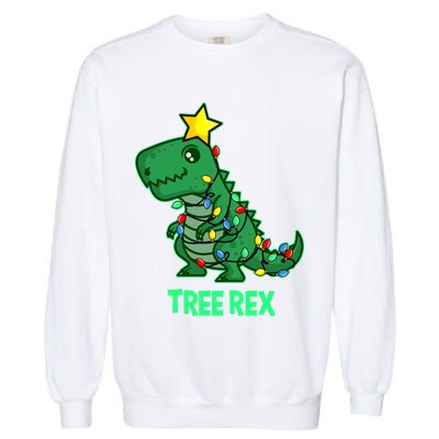 Ugly Christmas Sweater T Rex Christmas Tree Rex Gift Garment-Dyed Sweatshirt