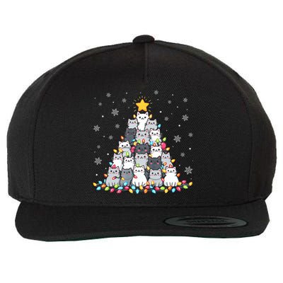 Ugly Christmas Sweater Cat Tree Funny Xmas Cat Mom Cat Lover Wool Snapback Cap