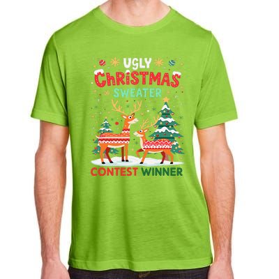 Ugly Christmas Sweater Reindeer Contest Winner Holiday Adult ChromaSoft Performance T-Shirt