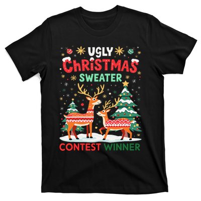 Ugly Christmas Sweater Reindeer Contest Winner Holiday T-Shirt