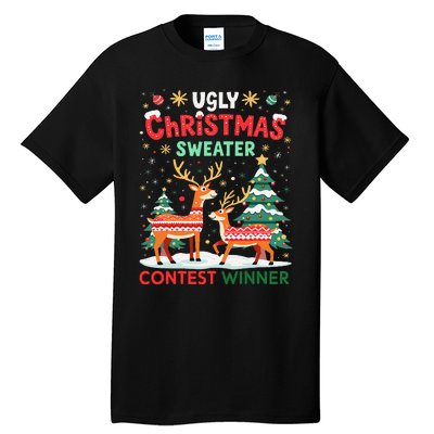 Ugly Christmas Sweater Reindeer Contest Winner Holiday Tall T-Shirt