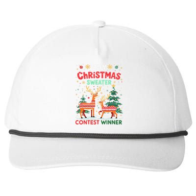 Ugly Christmas Sweater Reindeer Contest Winner Holiday Snapback Five-Panel Rope Hat