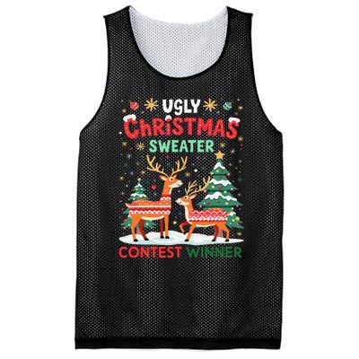 Ugly Christmas Sweater Reindeer Contest Winner Holiday Mesh Reversible Basketball Jersey Tank