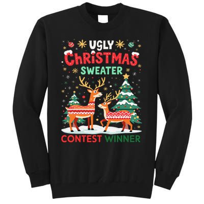 Ugly Christmas Sweater Reindeer Contest Winner Holiday Tall Sweatshirt