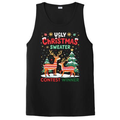 Ugly Christmas Sweater Reindeer Contest Winner Holiday PosiCharge Competitor Tank