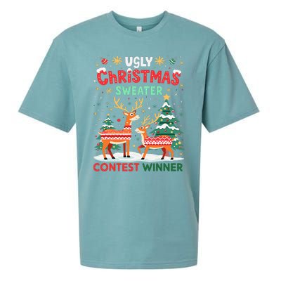 Ugly Christmas Sweater Reindeer Contest Winner Holiday Sueded Cloud Jersey T-Shirt