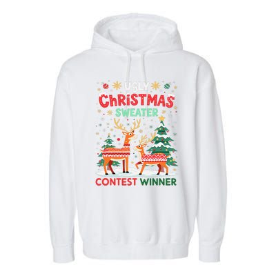 Ugly Christmas Sweater Reindeer Contest Winner Holiday Garment-Dyed Fleece Hoodie