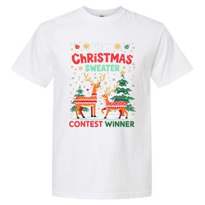 Ugly Christmas Sweater Reindeer Contest Winner Holiday Garment-Dyed Heavyweight T-Shirt