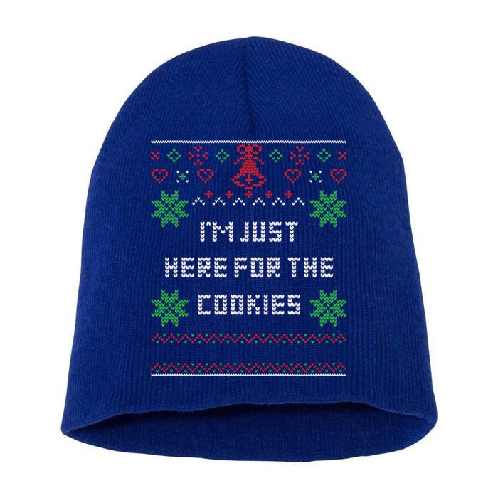 Ugly Christmas Sweater I'm Just Here For The Cookies Cute Gift Short Acrylic Beanie