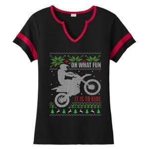 Ugly Christmas Sweater Dirt Bike Motorcycle Motocross Biker Ladies Halftime Notch Neck Tee