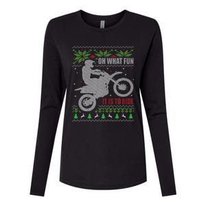 Ugly Christmas Sweater Dirt Bike Motorcycle Motocross Biker Womens Cotton Relaxed Long Sleeve T-Shirt