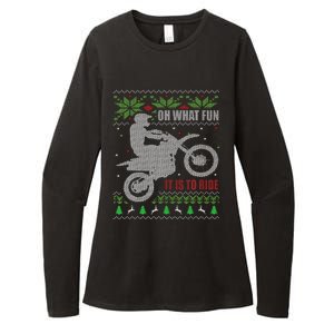 Ugly Christmas Sweater Dirt Bike Motorcycle Motocross Biker Womens CVC Long Sleeve Shirt