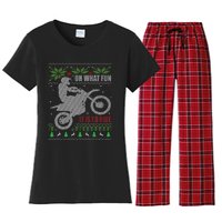 Ugly Christmas Sweater Dirt Bike Motorcycle Motocross Biker Women's Flannel Pajama Set