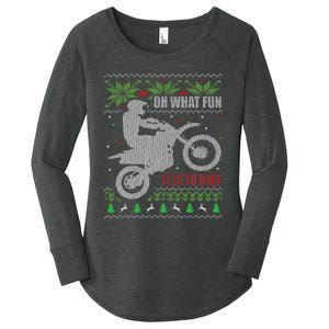 Ugly Christmas Sweater Dirt Bike Motorcycle Motocross Biker Women's Perfect Tri Tunic Long Sleeve Shirt