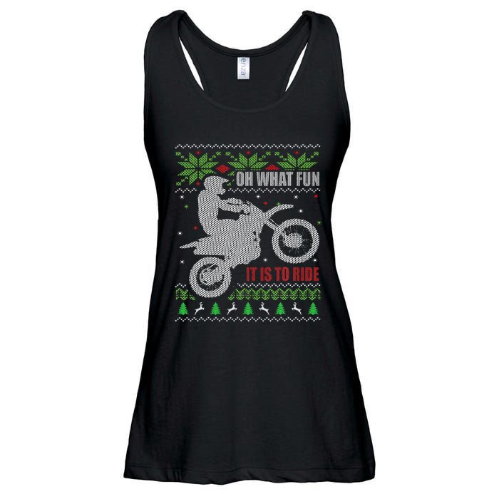 Ugly Christmas Sweater Dirt Bike Motorcycle Motocross Biker Ladies Essential Flowy Tank