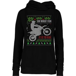 Ugly Christmas Sweater Dirt Bike Motorcycle Motocross Biker Womens Funnel Neck Pullover Hood