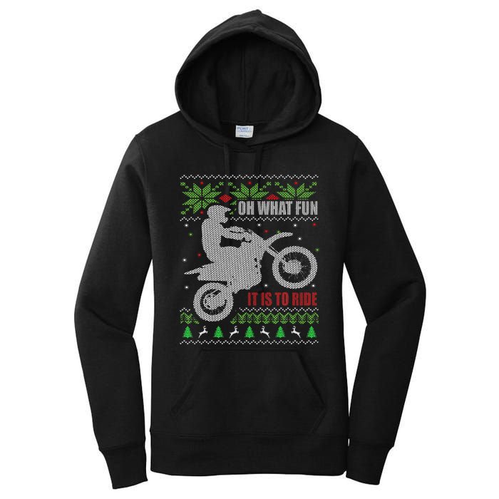 Ugly Christmas Sweater Dirt Bike Motorcycle Motocross Biker Women's Pullover Hoodie