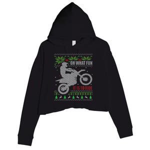 Ugly Christmas Sweater Dirt Bike Motorcycle Motocross Biker Crop Fleece Hoodie