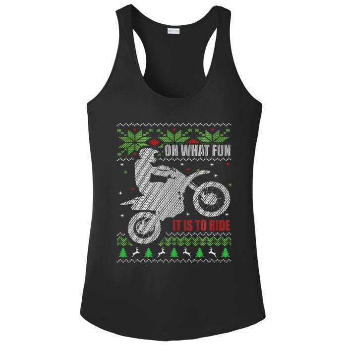 Ugly Christmas Sweater Dirt Bike Motorcycle Motocross Biker Ladies PosiCharge Competitor Racerback Tank