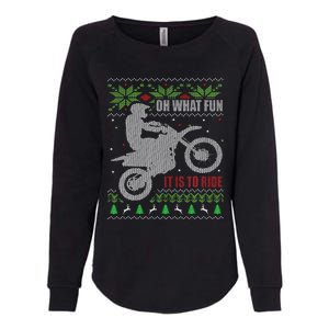 Ugly Christmas Sweater Dirt Bike Motorcycle Motocross Biker Womens California Wash Sweatshirt