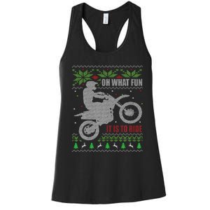 Ugly Christmas Sweater Dirt Bike Motorcycle Motocross Biker Women's Racerback Tank